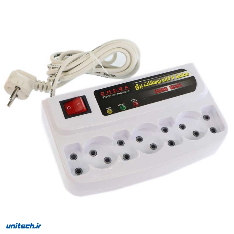 محافظ برق تلویزیون و یخچال و فریزر 7 خانه امگا با کابل 3 متری